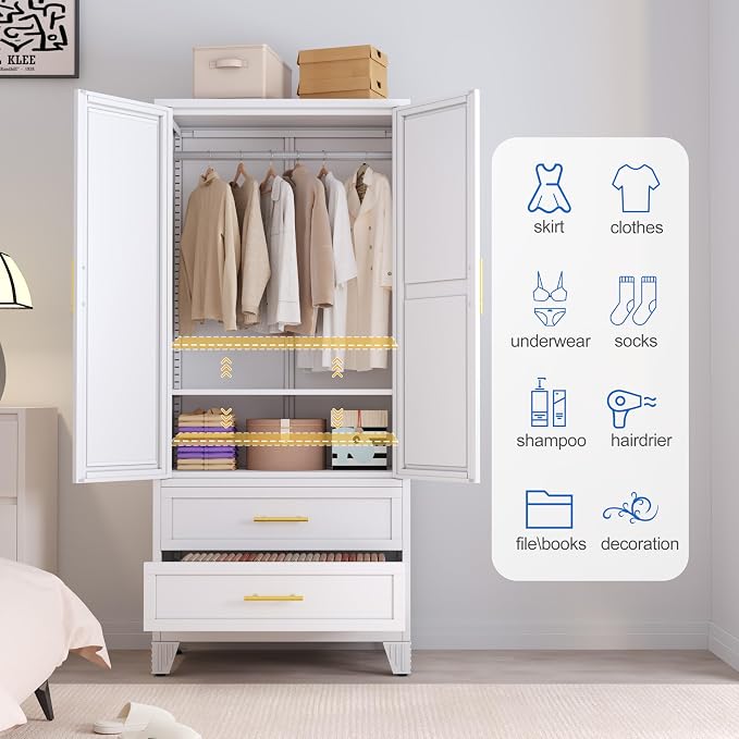GAIOUS Steel Armoire Wardrobe Closet - Image 6