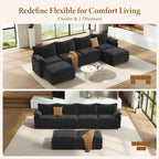 Vesgantti 142" U Shaped Sectional Cloud Couch, Large Cloud Modular Sectional - Image 7