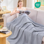 EMME Muslin Blankets for Adults Dusty Blue Small Blanket 40" x 50" | Throw - Image 2