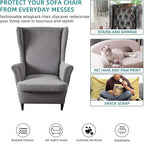 KRFOONN Stretch Wing Chair Slipcovers Jacquard 2 Piece Wingback Chair Covers - Image 5