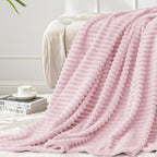 BEDELITE Ribbed Cherry Blossom Fleece Throw Blanket by BEDELITE