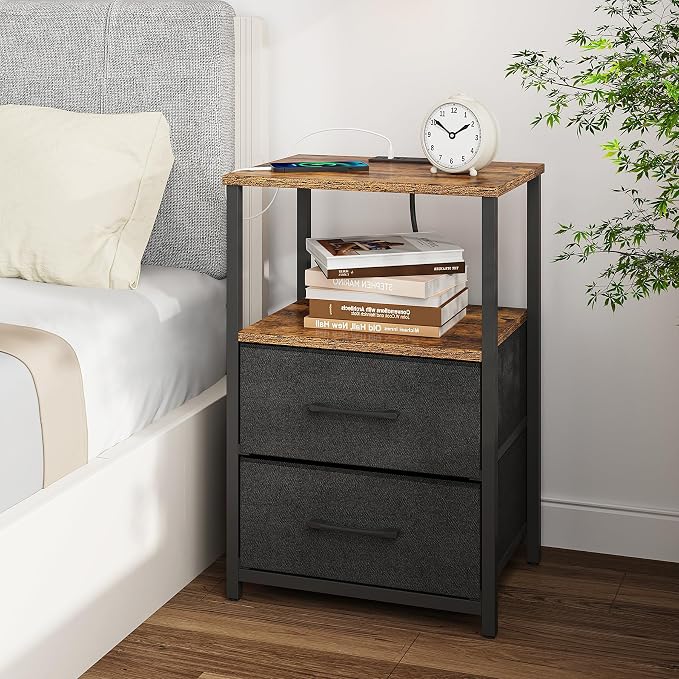 TUTOTAK End Table with Charging Station, Side Table with 2 USB Ports and Outlets - Image 8