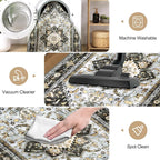 Yamaziot Washable Runner Rug, 2x8 Non-Slip Boho Vintage Hallway Kitchen Rug | - Image 5