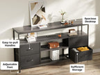 Huuger TV Stand Dresser with Power Outlets and LED Lights, 4 Drawers - Image 8