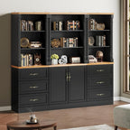 Bookshelf with Drawers, Floor Standing Display Storage Cabinet - Image 3