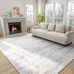 6x9 Washable Area Rug for Living Room Bedroom: Non-Slip Modern White Gray | by Oriannal
