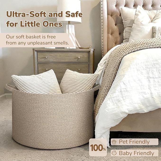 INDRESSME 115L Extra Large Woven Blanket Baskets - Image 5