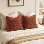 MIULEE Fall Corduroy Decorative Throw Pillow Covers 16x16 Rust Pack of 2 | - Image 6