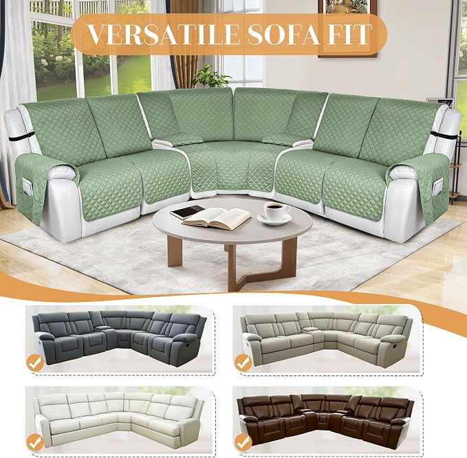 HDCAXKJ 100% Waterproof Reclining Sectional Couch Covers L Shape Recliner Sofa - Image 6