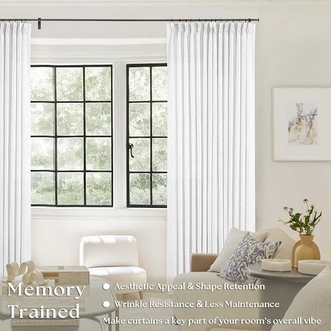 100 Inch Linen Pleated Curtains 2 Panels - Image 2
