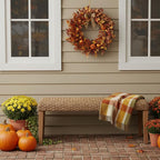 Outdoor Backless Bench, All-Weather Wicker & Solid Acacia Wood, Premium Garden - Image 4