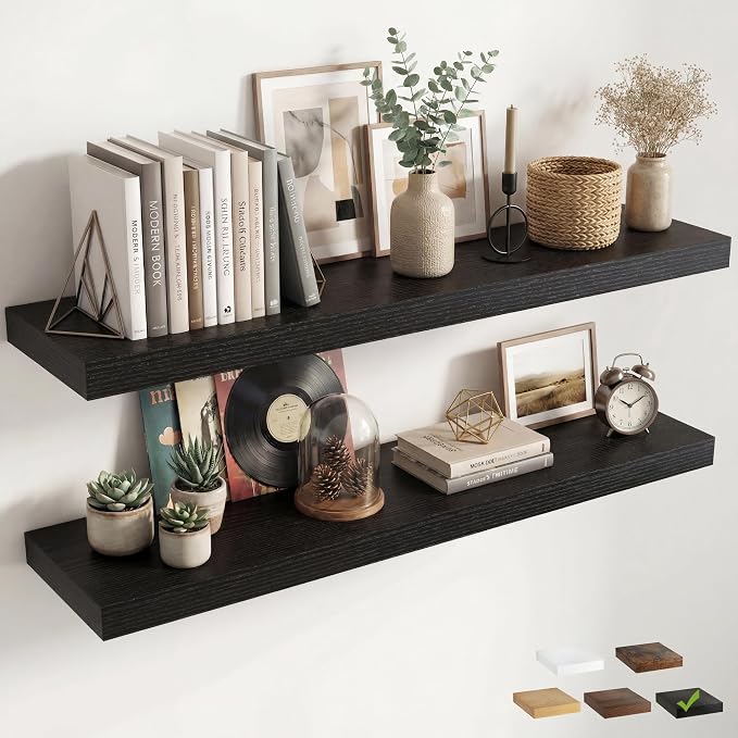 12 inch Deep Floating Shelves for Wall, 55 inch Wide Engineered Wood Wall by Venusmiles