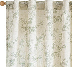 Extra Long Green Vintage Floral Linen Curtains Farmhouse 2 Panels | Elisa by Lazzzy