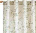 Green Vintage Floral Linen Curtains Farmhouse 38W X 84L 2 Panels | Elisa Series by Lazzzy
