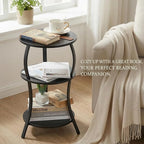 Vintage Small Round Side Table, 3-Tier Slim Waist Circular End Table - Image 4