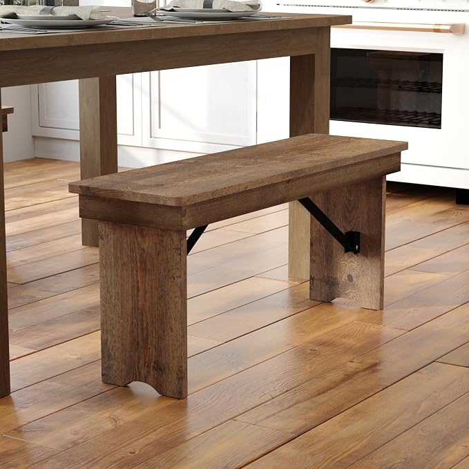 Flash Furniture Hercules Series 40" x 12" Commercial Grade Rustic Solid Pine - Image 2