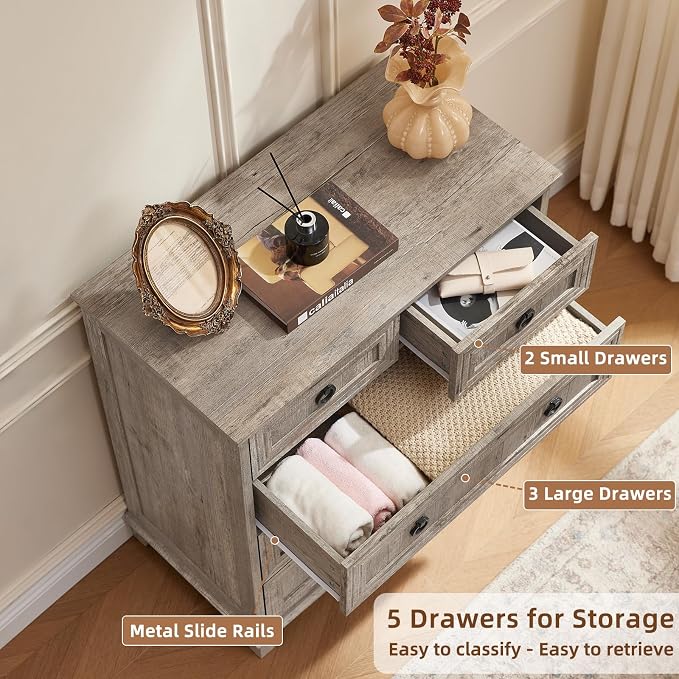 Joaxswe Farmhouse 5 Drawer Dresser - Image 7