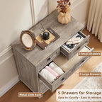 Joaxswe Farmhouse 5 Drawer Dresser - Image 9