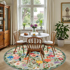 PLHXFR Round Area Rug Living Room: 6 ft Floral Washable Soft Carpet Green | - Image 4
