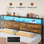 Rolanstar Twin Bed Frame with 4 Storage Drawers, Charging Station and LED Lights - Image 7