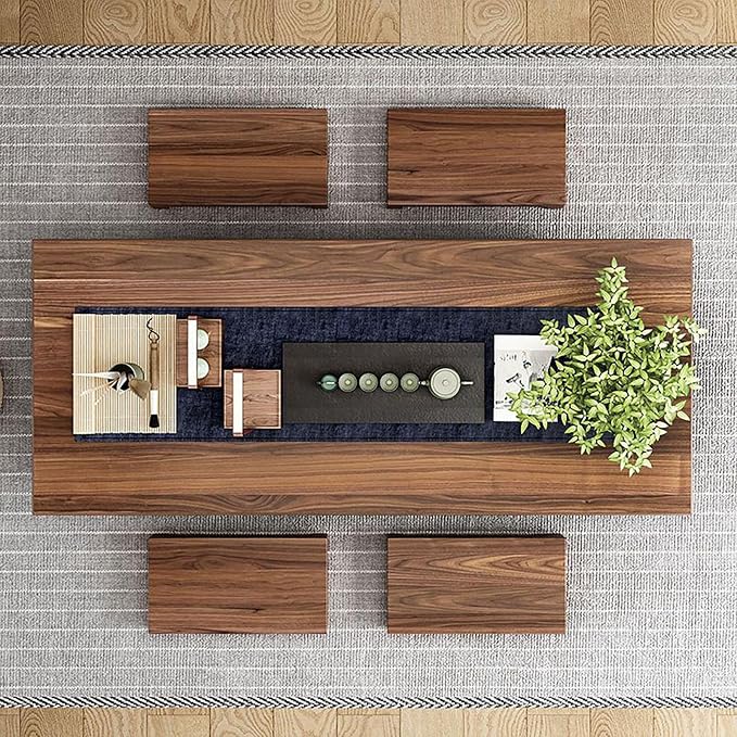 Solid Wood Japanese Style Tea Table, Low Long Coffee Table - Image 5