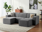 LINSY HOME Modular Sectional Sofa, Corduroy Sectional Cloud Couches by LINSYHOME