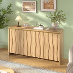 Fluted Cabinet with 3D Ripple Doors, 57.9" W Storage Cabinet with Adjustable - Image 9