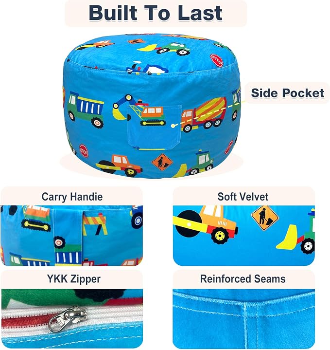 Lukeight Stuffed Animals Storage Bean Bag Chair Cover - Image 5