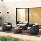 TWT Patio Furniture Sofa Set 4 Pieces Aluminum Outdoor Furniture w/27.8in by TWT