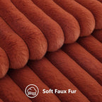 decorUhome Fall Faux Fur Throw Pillow Covers 22x22 Set of 2 Rust | Decorative - Image 2