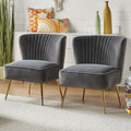 HULALA Home Velvet Accent Chair Set of 2, Modern Armless Upholstered Side Chair by HULALAHOME