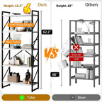 Shintenchi 5 Tiers Bookshelf, Classically Tall Bookcase Shelf, Industrial Book - Image 3