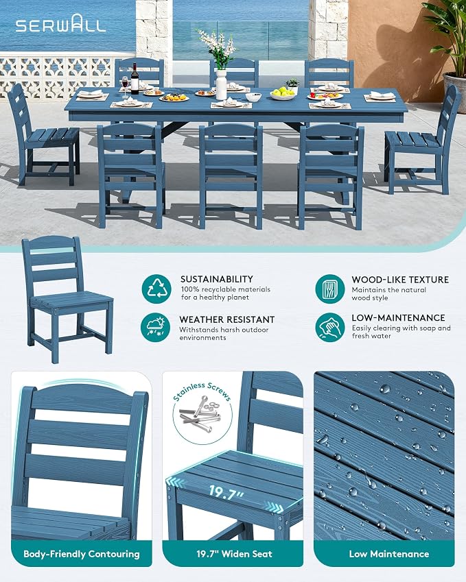 SERWALL 9 Piece Outdoor Dining Set - Image 4