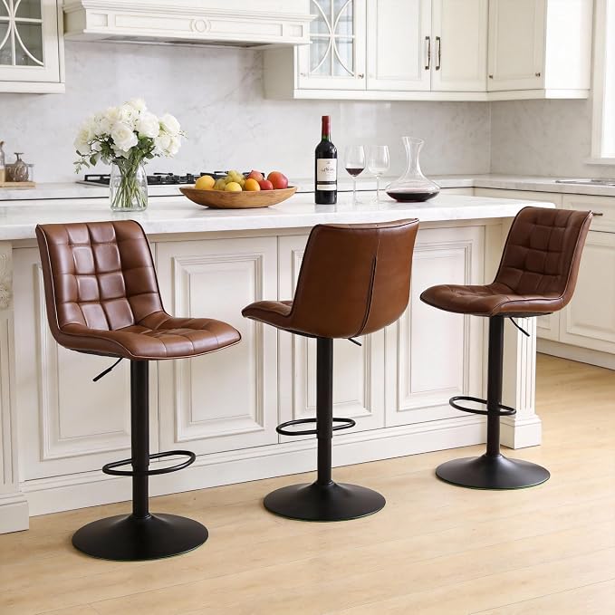 FIRAVOE Counter Height Bar Stools, Swivel Barstools Set of 3 by FIRAVOE