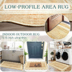 Front Door Mat - 2x4.3 Neutral Farmhouse Scalloped Small Runner Rug | Washable - Image 5