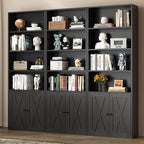 Modern Bookshelf with Doors, Industrial Bookshelves with 6-Tier Shelf, 71 - Image 3