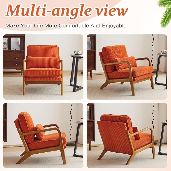 VINGLI Upgraded Premium Corduroy Accent Chair, Upholstered Arm Chair, Solid - Image 7