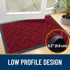 OLANLY Front Door Mat Outside 71x47, All-Season Absorbent Rubber Doormat | Wine - Image 4