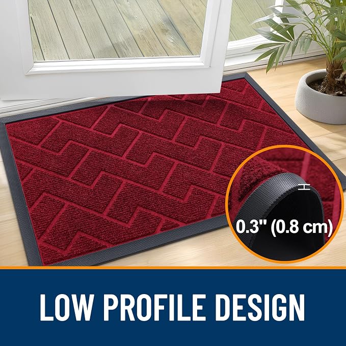 OLANLY Front Door Mat Outside 29.5x17, All-Season Absorbent Rubber Doormat | - Image 4