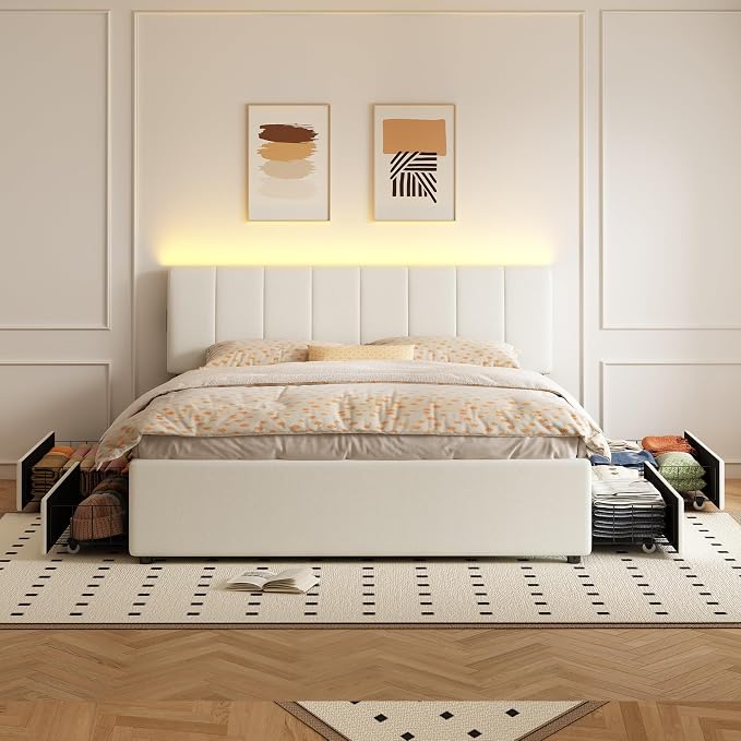 King Size Upholstered Platform Bed - Image 3