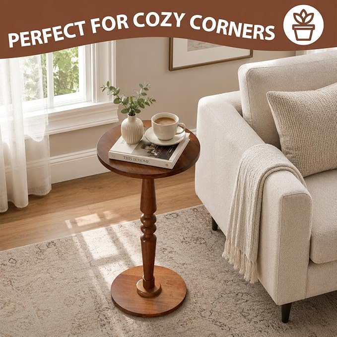 Small Wooden Round Side Table - Image 5