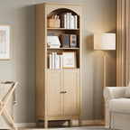 Bookshelf with Doors, Floor Standing Display Storage Cabinet - Image 7