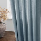 Light Blue Linen Curtains 102 Inches Long Rod Pocket Back Tab Drapes 2 Panels - Image 4
