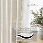 Extra Long 100% Blackout Linen Curtains - Image 4