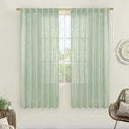 Fresh Green Linen Boho Curtains 68 inch Length 2 Panels by LAMIT