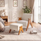 Linen Padded footstools Mid Century Modern Ottoman - Image 7