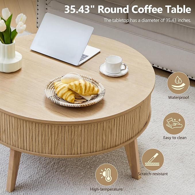 Round Lift Top Coffee Table - Image 7