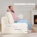 Single Sofa 1 Seat Couch with Deep Seat Memory Foam Cloud Chair with Pillows - Image 4