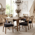 HNY Mid Century Modern Rattan Dining Chairs Set of 4, Farmhouse Linen - Image 7