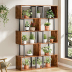 Furologee 6 Tier Bookshelf, Tall S Shaped Geometric Bookcase, Modern Display - Image 8
